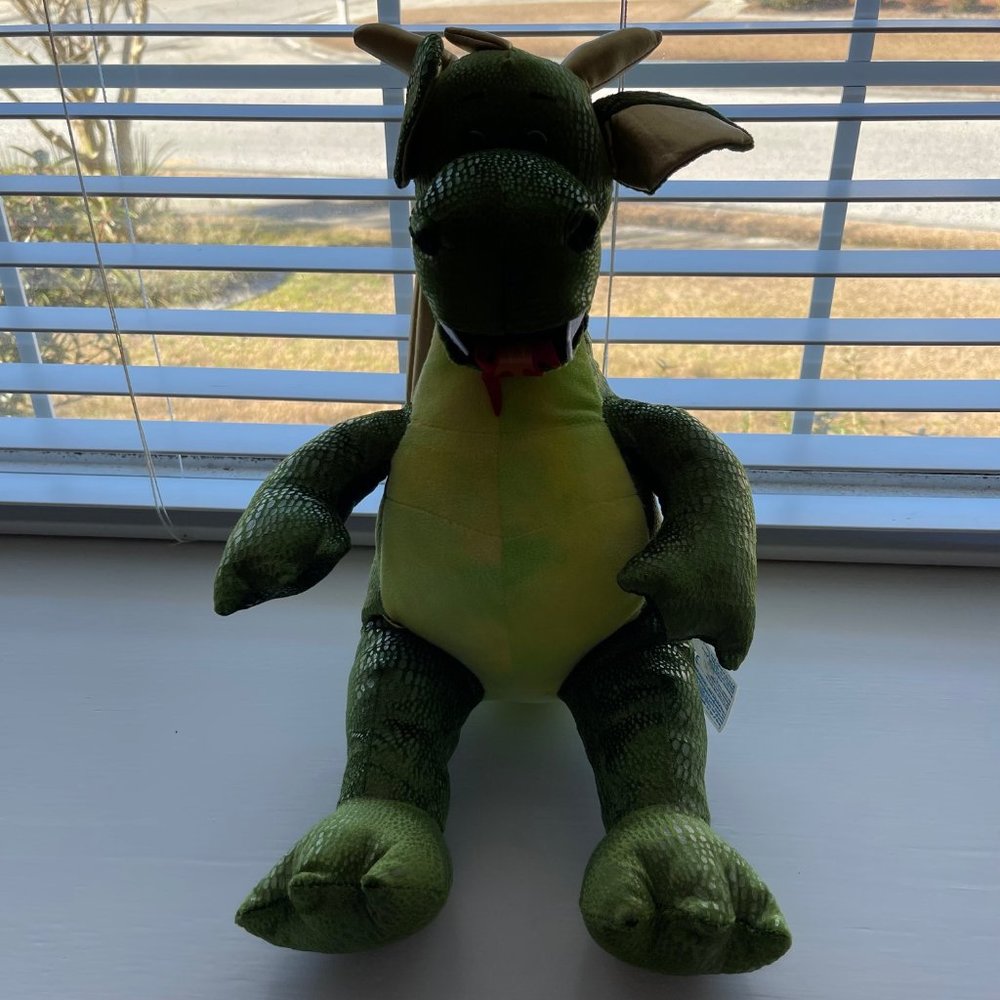 Build a Bear Green and Yellow Fire Breathing Dragon Excellent Used Condition